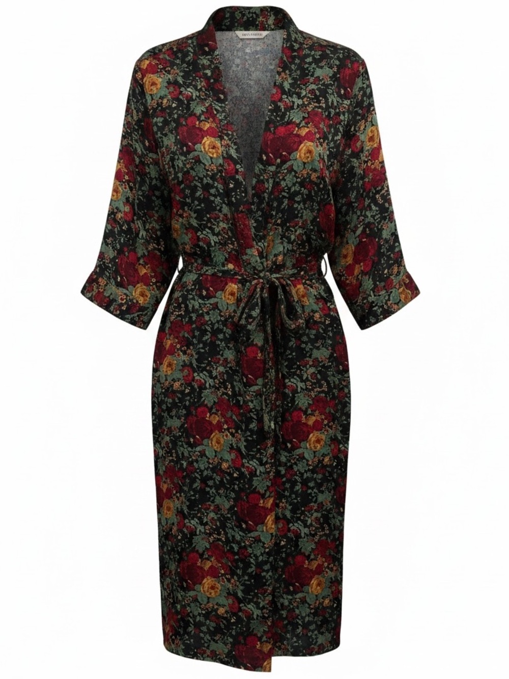 Vintage Victorias Secret Gold Label 100% Silk Robe Floral Romantic